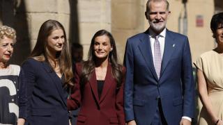 Los reyes Felipe VI y Letizia, junto a la princesa Leonor, en Pamplona el 26 de septiembre de 2025.