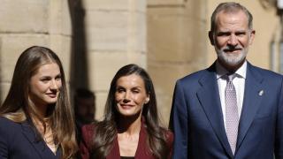 Los reyes Felipe VI y Letizia, junto a la princesa Leonor, en Pamplona el 26 de septiembre de 2025.