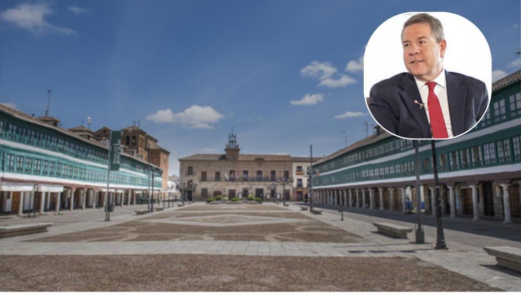 Montaje de la plaza de Almagro y Page.