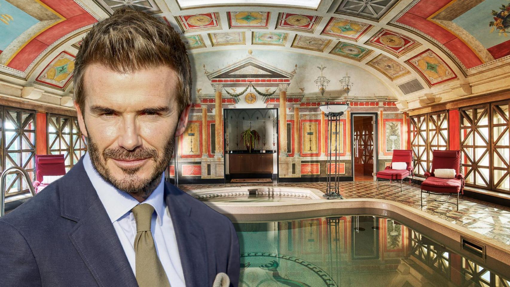 David Beckham en la suite presidencial del hotel Principe Di Savoia en Milán en un montaje de JALEOS.