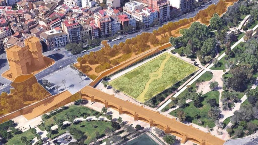 Espacio donde se situará el 'hotel de insectos' la nueva zona ajardinada del antiguo cauce del Turia. EE