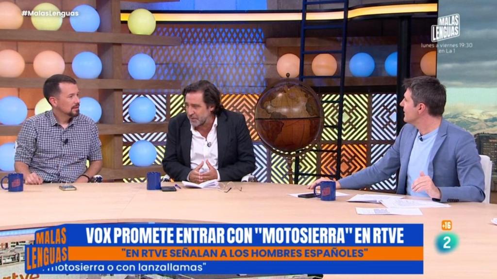 Pablo Iglesias, Luis Arroyo y Jesús Cintora en 'Malas lenguas'.