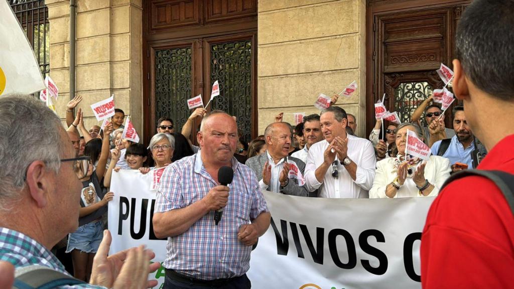 José Manuel Soto durante la manifestación en Madrid por la supresión de paradas de AVE en Sanabria AV