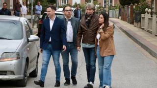 Carlos Martínez, la vicesecretaria, Nuria Rubio, y el secretario general del PSOE de León, Javier Alfonso Cendón