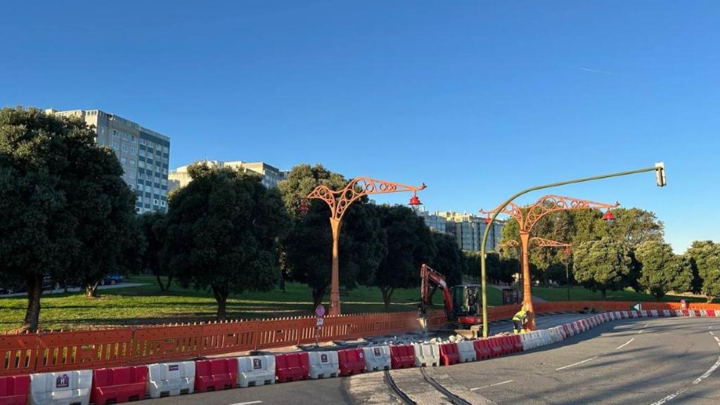 Obras en la rotonda de la Torre de A Coruña