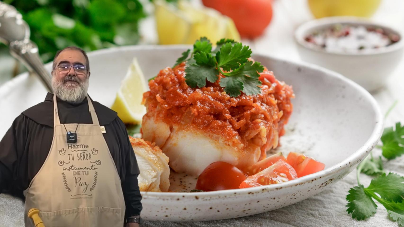 Fray Ángel, el fraile cocinero y 'youtuber' en un montaje de El Español