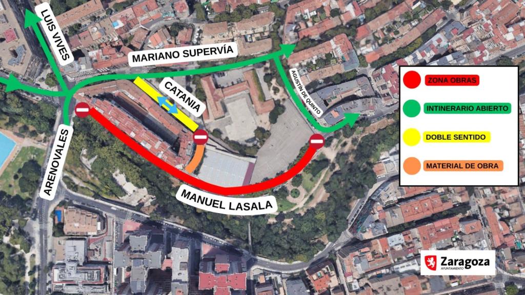 Cambios en el tráfico por las obras del Huerva.