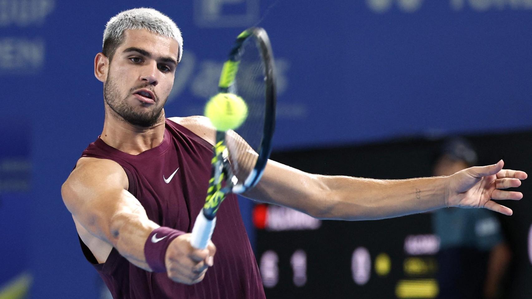 Alcaraz, durante su partido contra Nakashima.