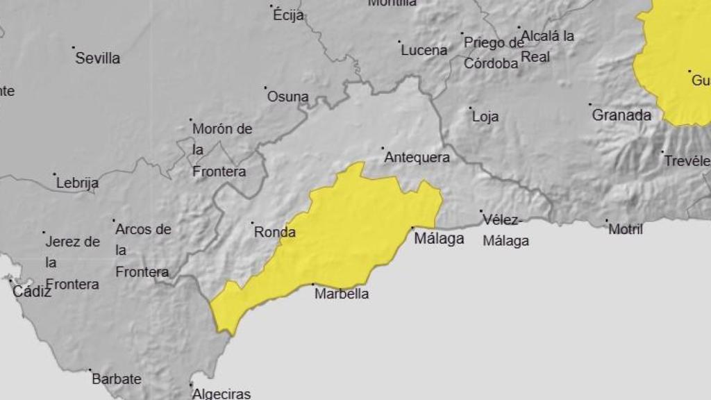 El mapa de avisos de la Aemet de este lunes.