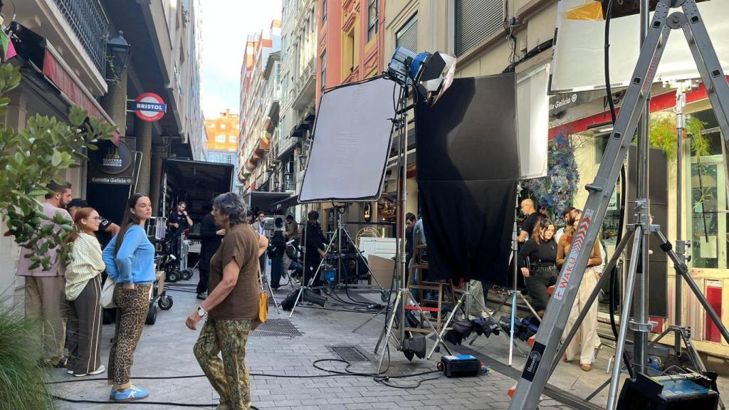 Grabación de un anuncio en la calle Torreiro