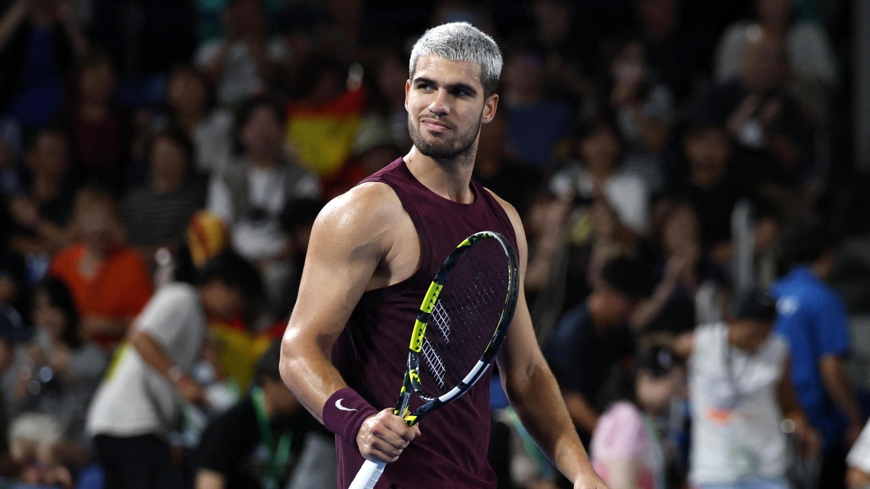 Alcaraz, tras ganar a Nakashima en el ATP 500 de Tokio.