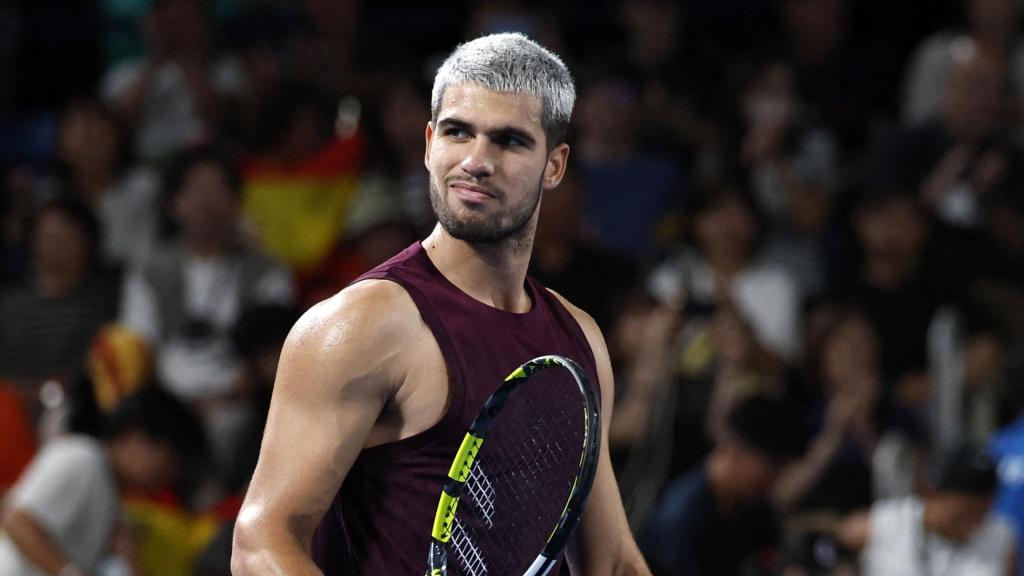 Alcaraz, tras ganar a Nakashima en el ATP 500 de Tokio.