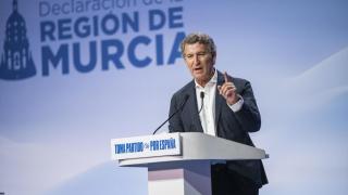 Feijóo, durante la presentación de sus propuestas en Murcia.