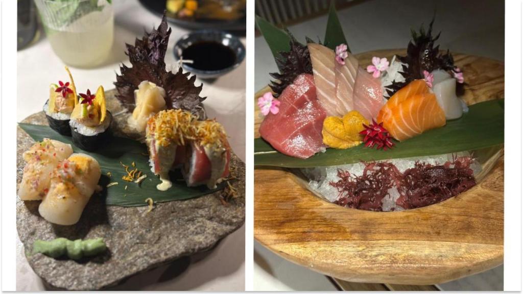 Una buena selección de sushi y sashimi.