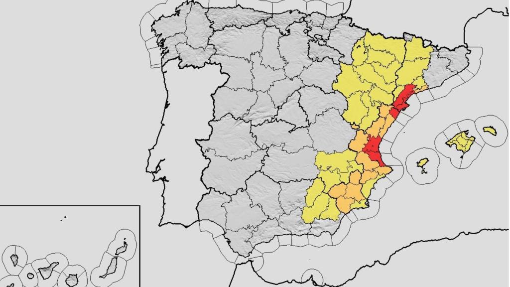 Avisos de Aemet activos a 29 de septiembre de 2025.