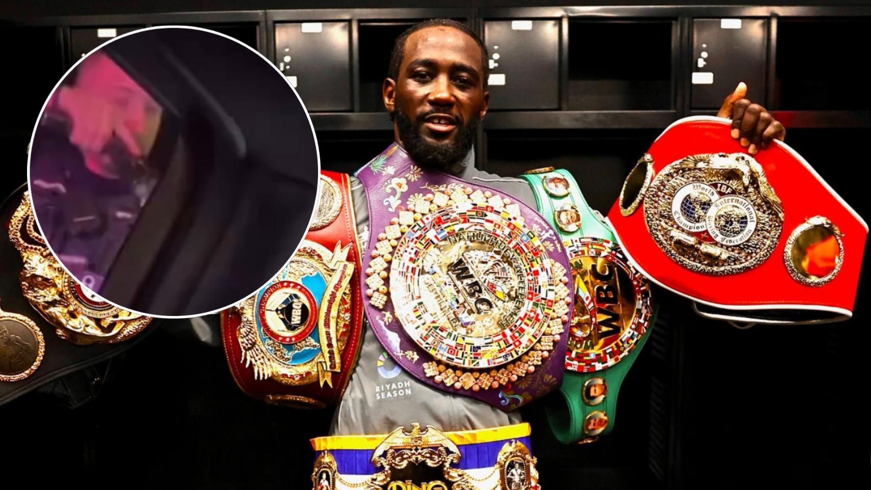 El boxeador Terence Crawford, con sus títulos de campeón y el momento de la detención