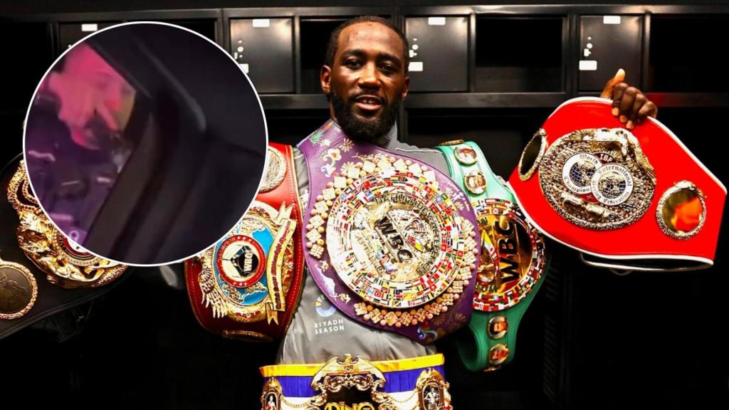El boxeador Terence Crawford, con sus títulos de campeón y el momento de la detención