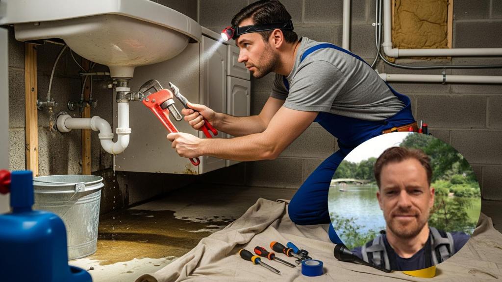 Montaje de Pablo González con una fontanero en una imagen creada con IA.