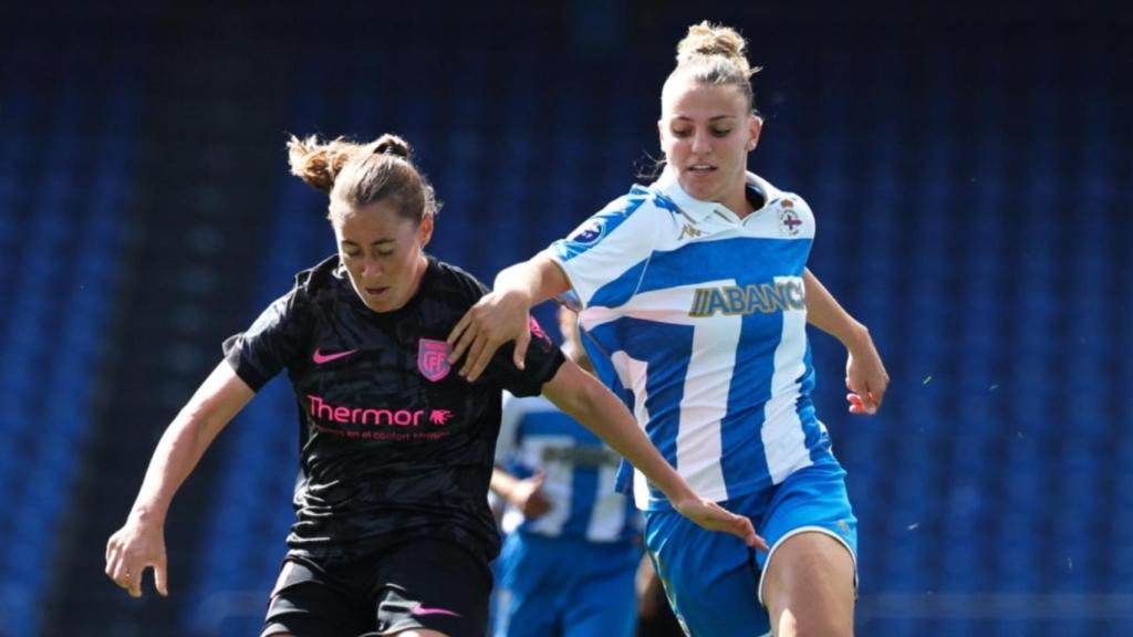 Un lance del Dépor Abanca contra el Madrid CFF.