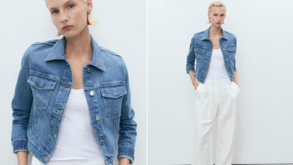 Chaqueta vaquera bolsillos.