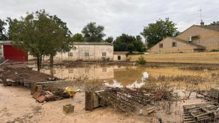 El municipio de Cadrete, tras la intensa tormenta de este domingo.