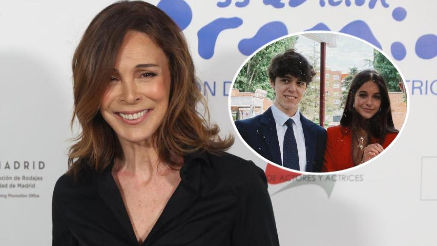 Juan y Ana, los mellizos de Lydia Bosch, junto a su madre, en un montaje de EL ESPAÑOL.