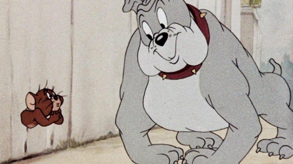 Spike, el perro de la película animada Tom y Jerry con Tom.