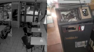 El momento en el que roban el bar Limonche y como dejaron la máquina de cambio.