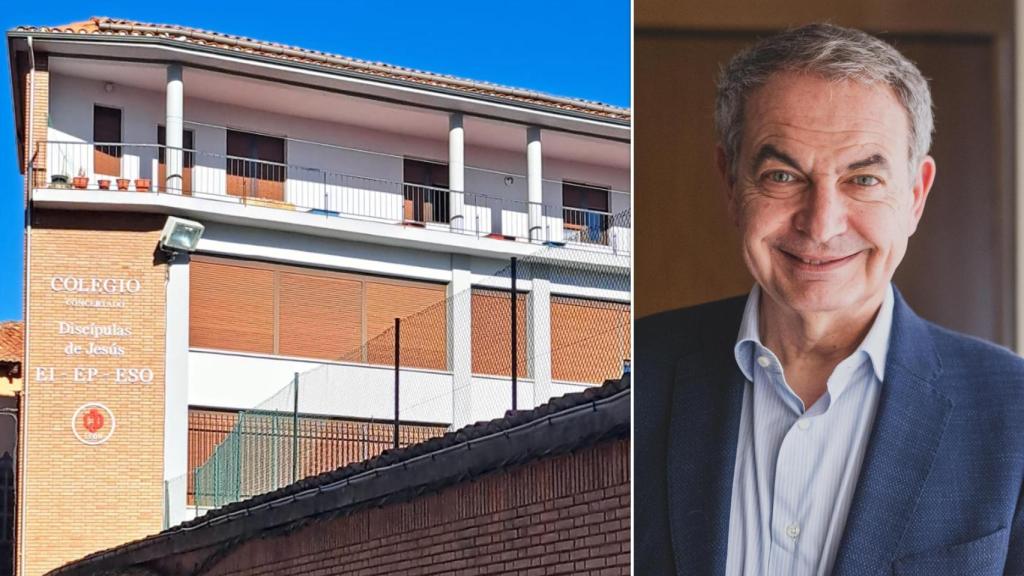 El colegio Discípulas de Jesús de León junto a una imagen de archivo de José Luis Rodríguez Zapatero