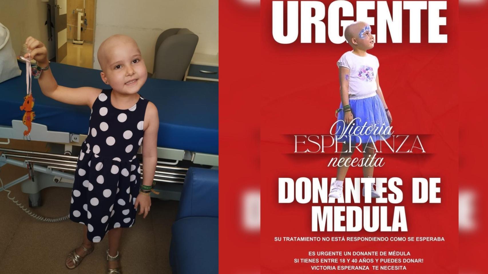 Una imagen de Victoria Esperanza y el cartel solidario.