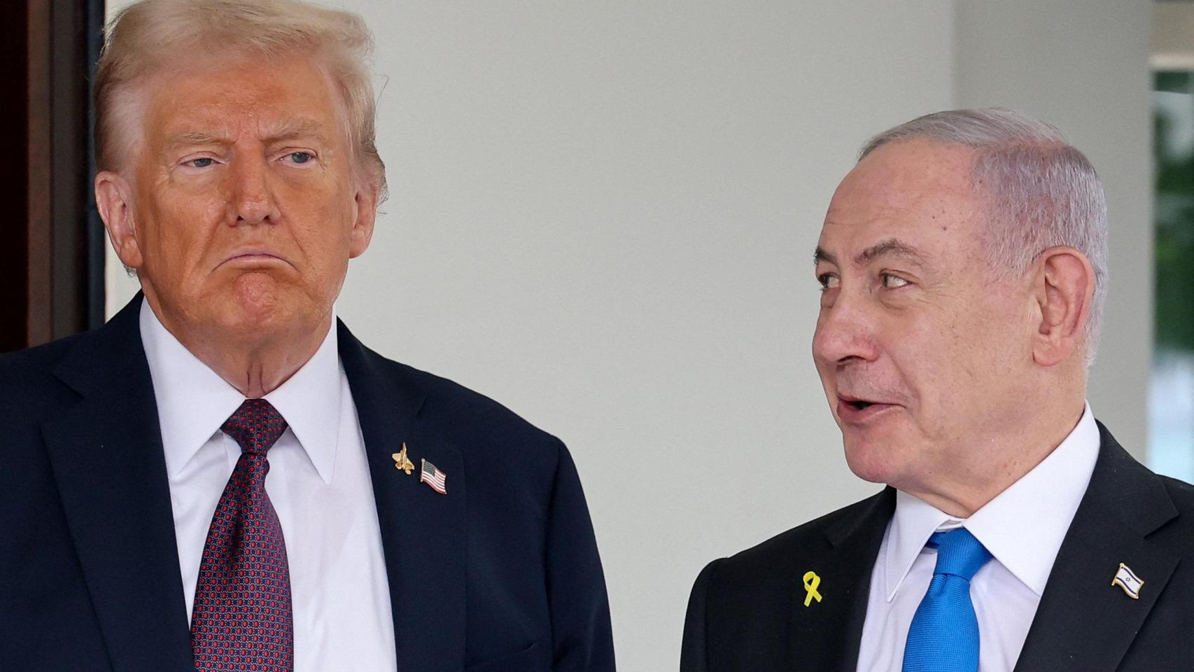 El presidente estadounidense, Trump, se reúne con el primer ministro israelí, Netanyahu, en la Casa Blanca en Washington.