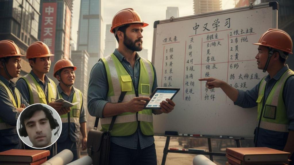 Martín y un arquitecto en China creado con IA.