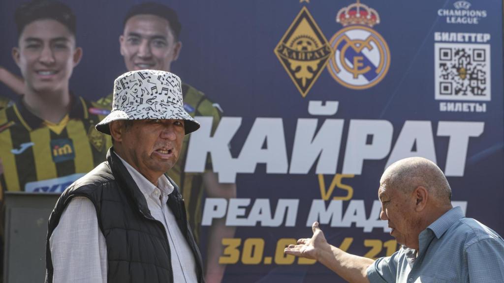 Imagen promocional del partido entre el Kairat y el Real Madrid en las calles de Almaty