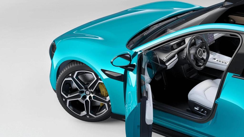 El modelo en miniatura del Xiaomi SU7 permite abrir las puertas