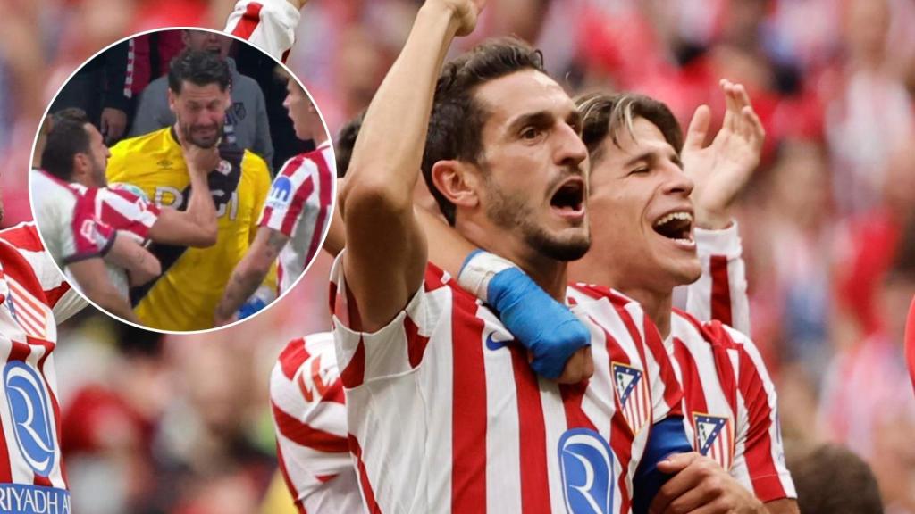 Koke, celebrando el 5-2 del derbi y su agresión a Batalla en la jornada previa