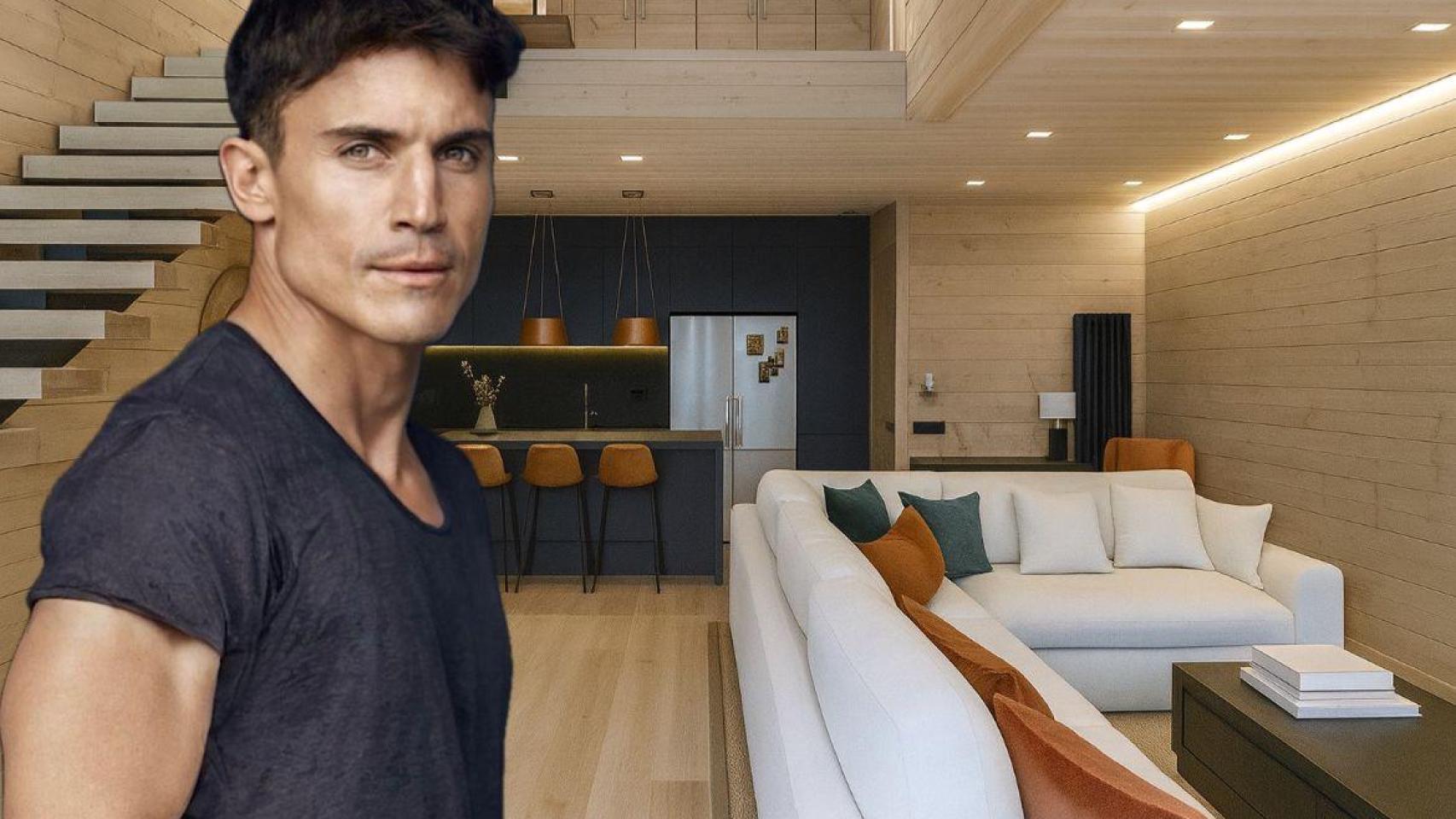 Álex González y una recreación de su casa.