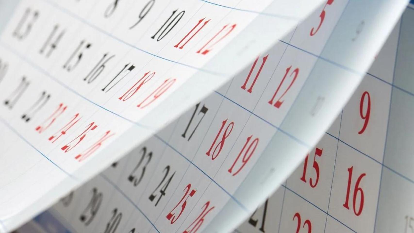 Imagen de archivo de un calendario.
