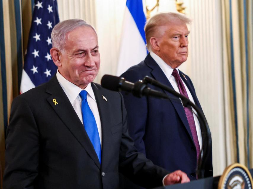 Netanyahu y Trump durante la rueda de prensa en la Casa Blanca.