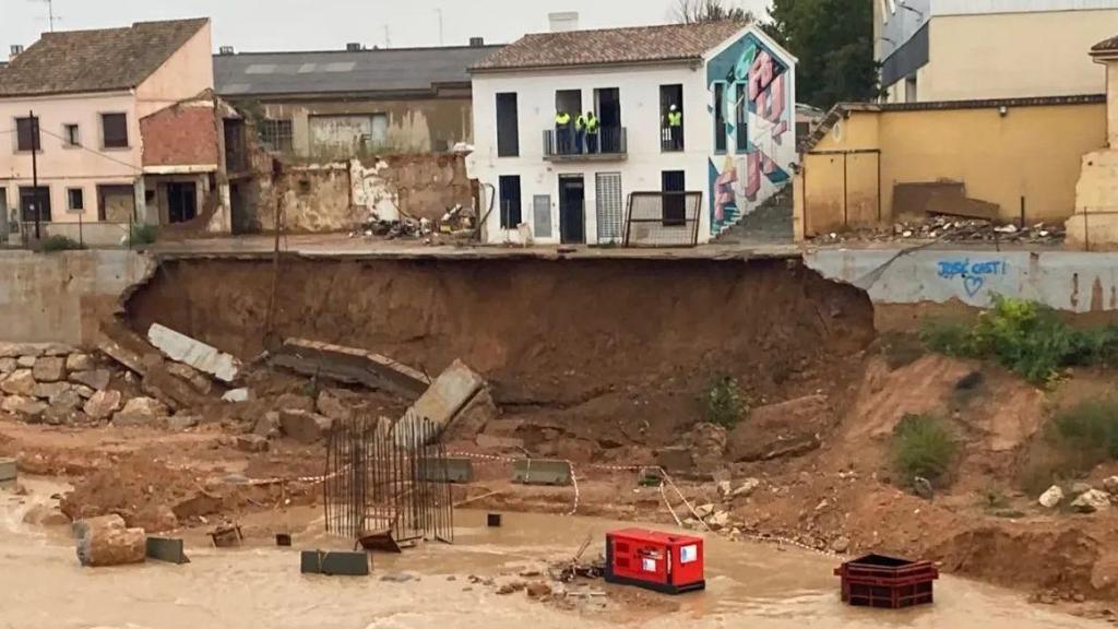 Barranco del Poyo tras el desprendimiento.