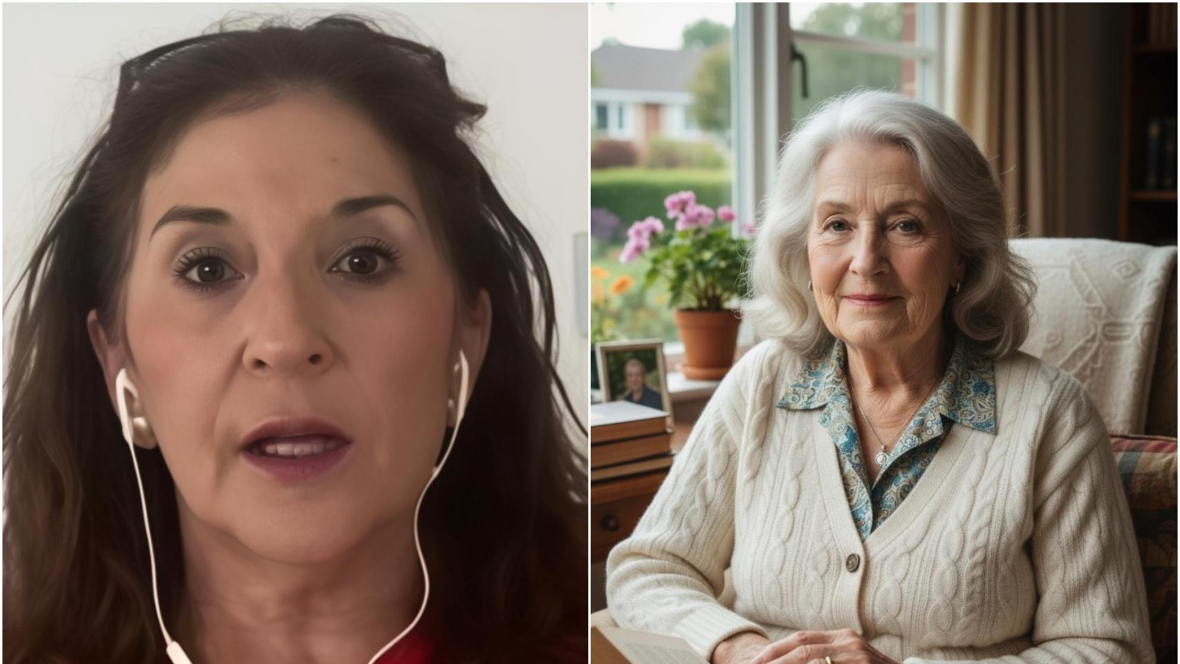 Vicky Pastor y una jubilada generada por IA.
