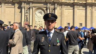 Sergio Almingol, agente de Policía Nacional, tras recibir su condecoración este martes