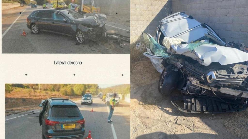 Estado que presentaba el Audi A-4 que conducía Juan Carlos y el Renault Clio de José, tras la colisión frontal.