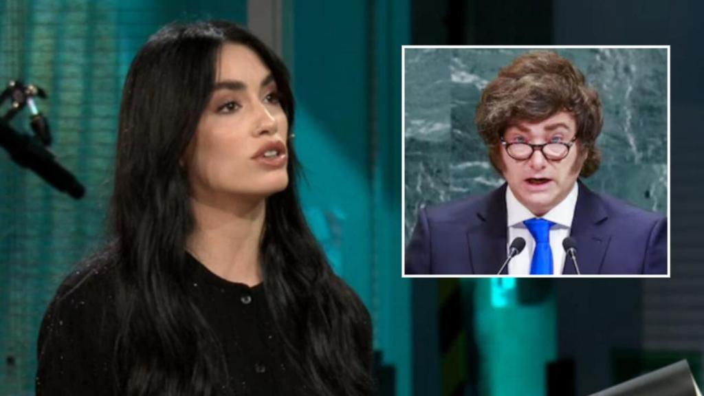 Lali Expósito y Javier Milei, en un fotomontaje de BLUPER.