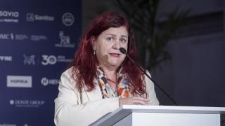 Celia Gómez González, directora general de Ordenación Profesional del Ministerio de Sanidad, durante su intervención bajo el título 'Nuevo Estatuto Marco'; en la apertura  de la tercera jornada del VI Observatorio de la Sanidad 'Una nueva forma de entender la salud'.