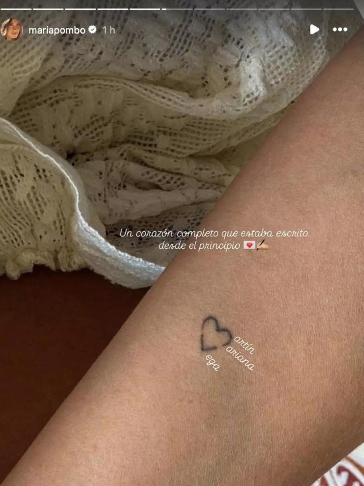 Tatuaje con los nombre de los hijos de María Pombo.