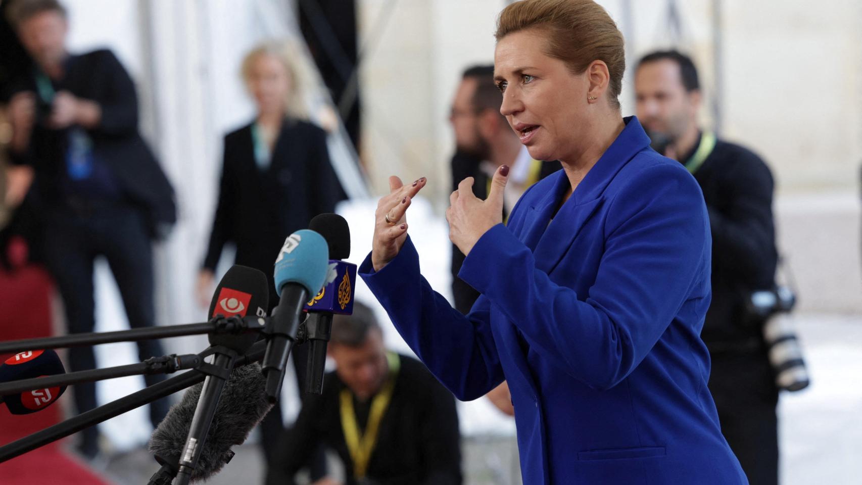 La primera ministra danesa, Mette Frederiksen, durante su comparecencia de este miércoles en Copenhague
