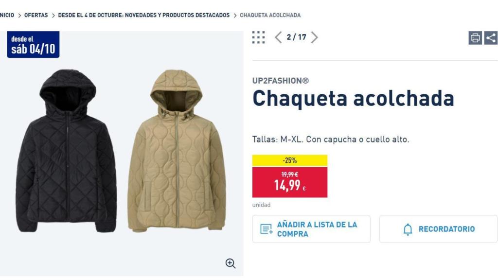 Chaqueta acolchada.