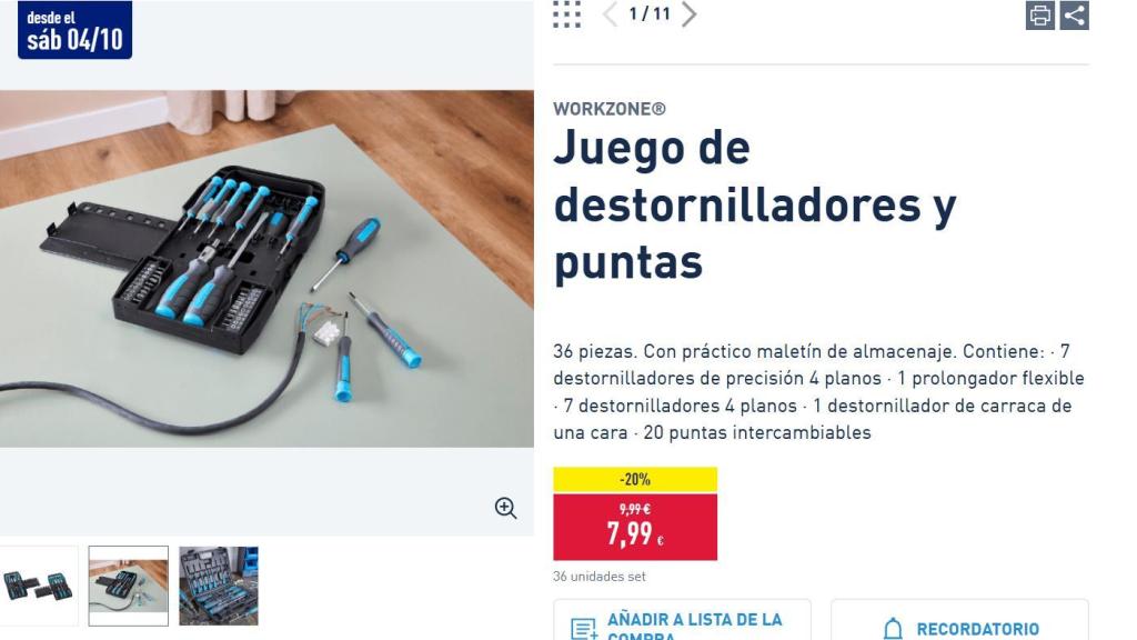 Juego de destornilladores y puntas.