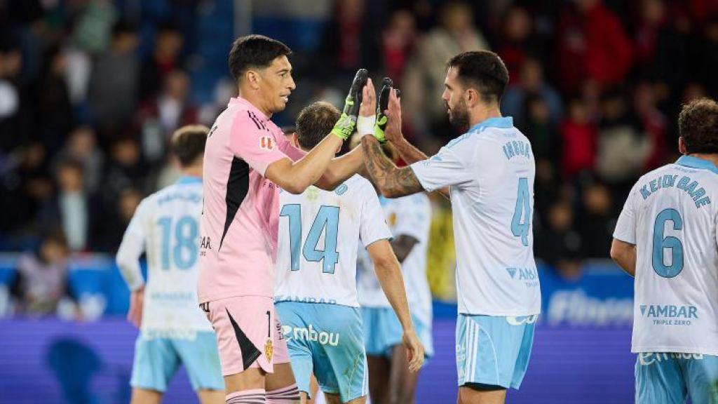 Esteban Andrada al acabar el encuentro ante el Mirandés.