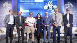 Ignacio López (Fenin), Pedro Díaz Yuste (Savia), Pablo Rivero Corte (Minsait), David Labajo ( Siemens Healthineers), Daniel Hidalgo (Accenture) y Juan Pedro Rísquez (vicepresidente del Consejo General de Colegios Farmacéuticos)